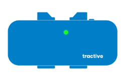 Tractive tracker showing single LED indicator (also represents DOG 4, DOG XL, and CAT Mini models for the purpose of this article)