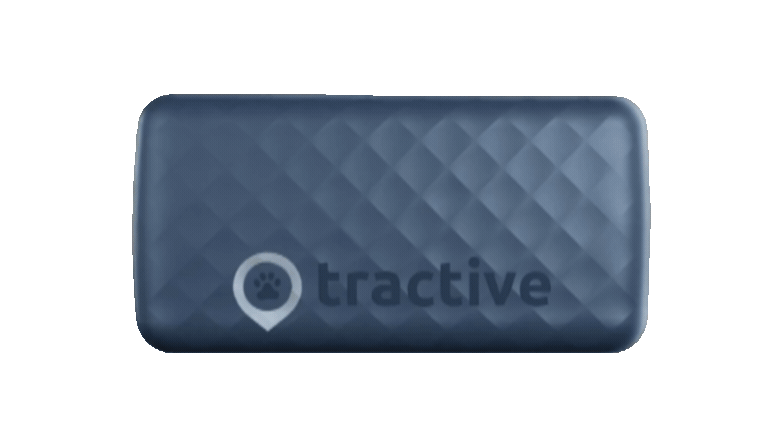 Animation showing Tractive CAT Mini tracker with power button being pressed briefly, illuminating one LED for network and GPS status