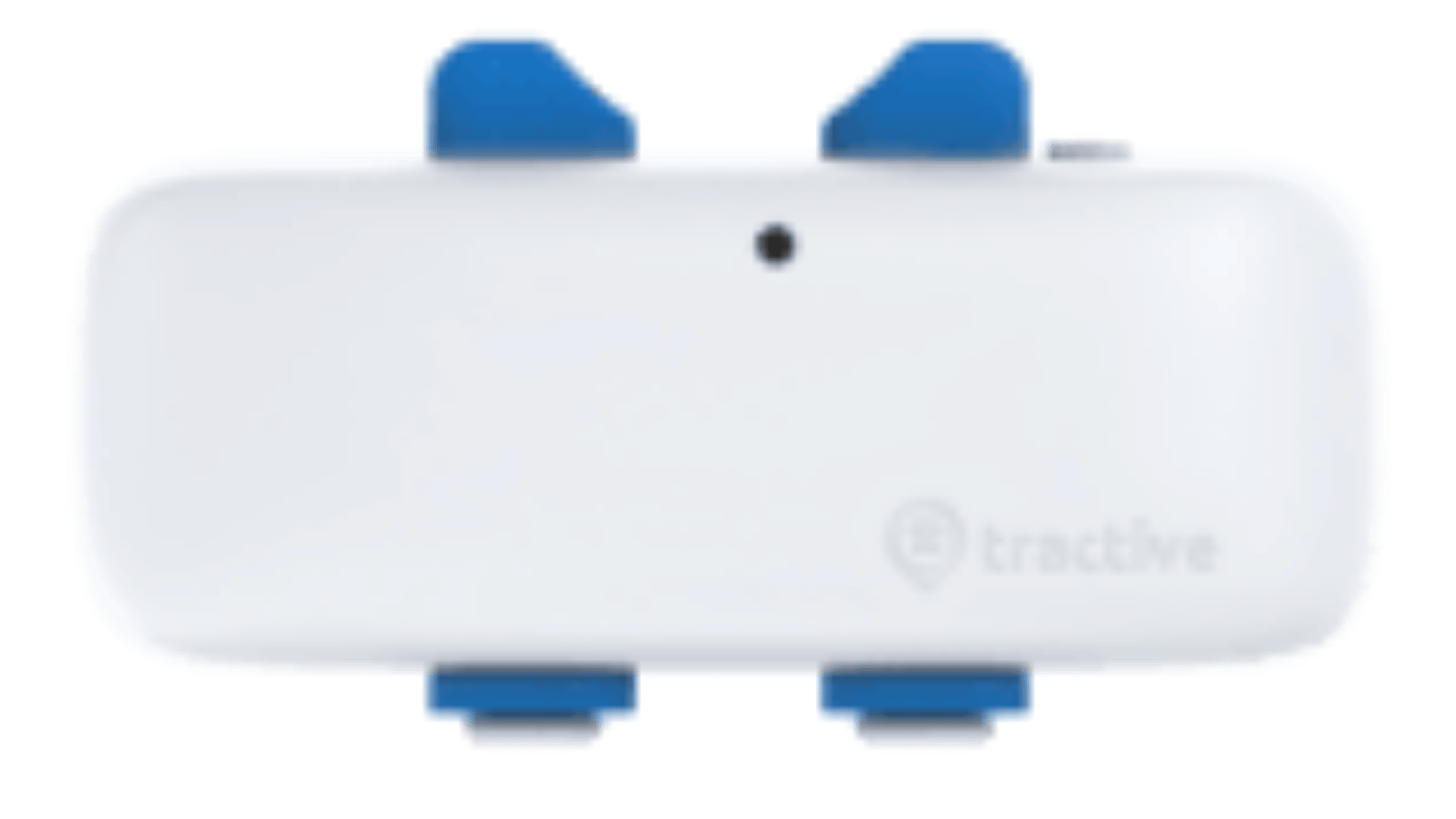Tractive DOG 4 Tracker in Weiß mit vier blauen Halsbandclips